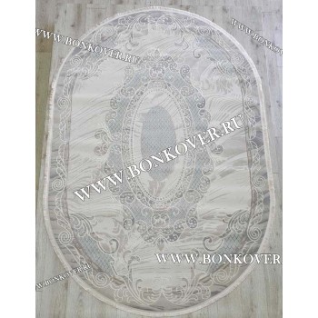 Ковер Турция Для Гостиной Дизайн 93 Серый с Голубым Овал