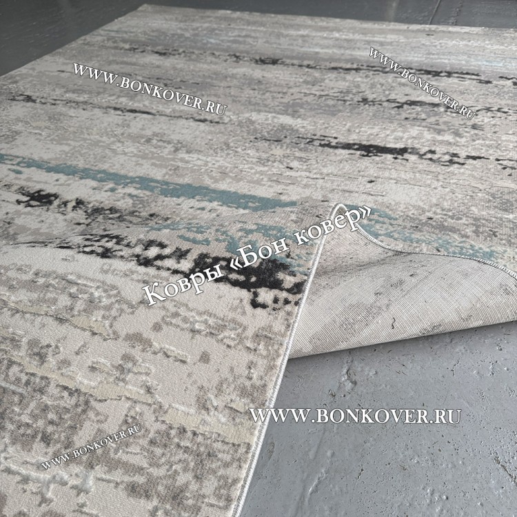 Турецкий Ковер Для Гостиной Арт 30037 Серый с Голубым